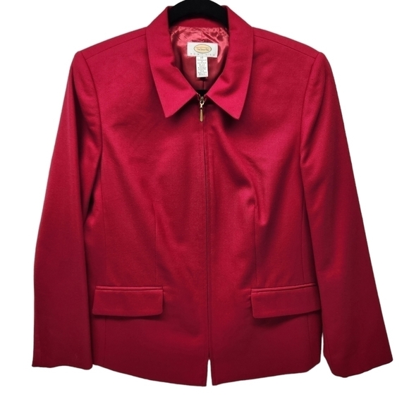 Talbots Blazer Suit Jacket Wool, Full Zip Front Close Red, Size 10P - Picture 1 of 15